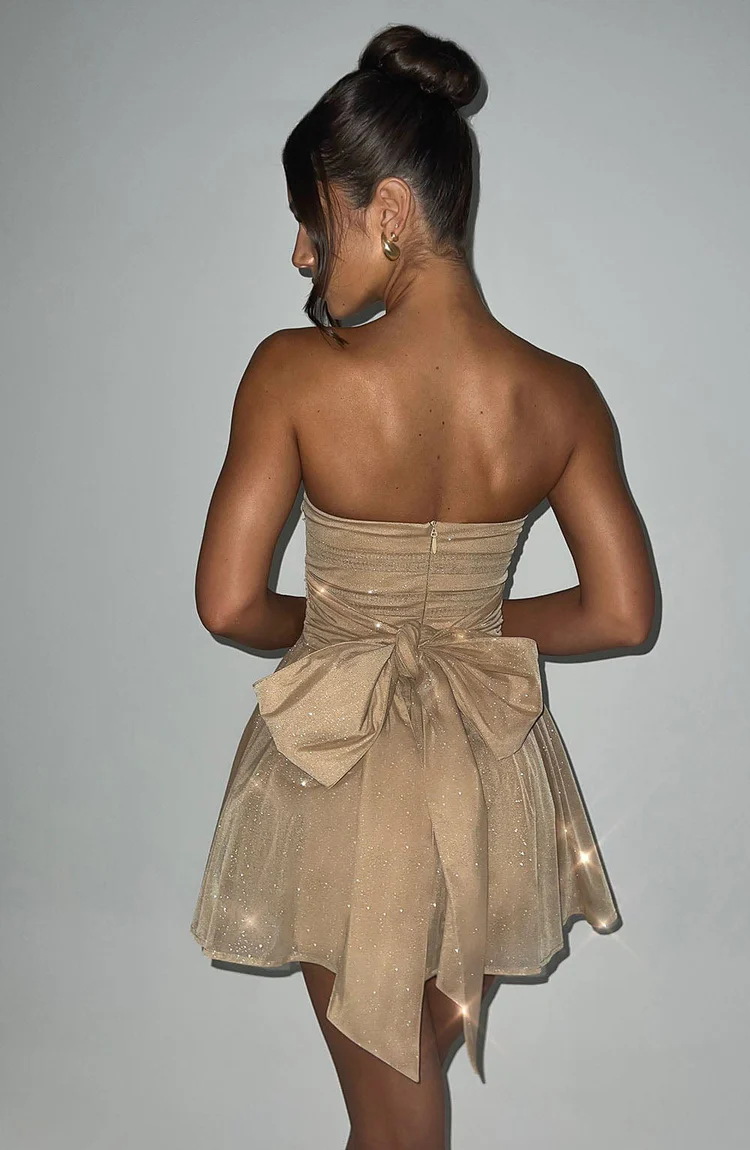 Melinda Mini Dress - Gold Sparkle - Image 6