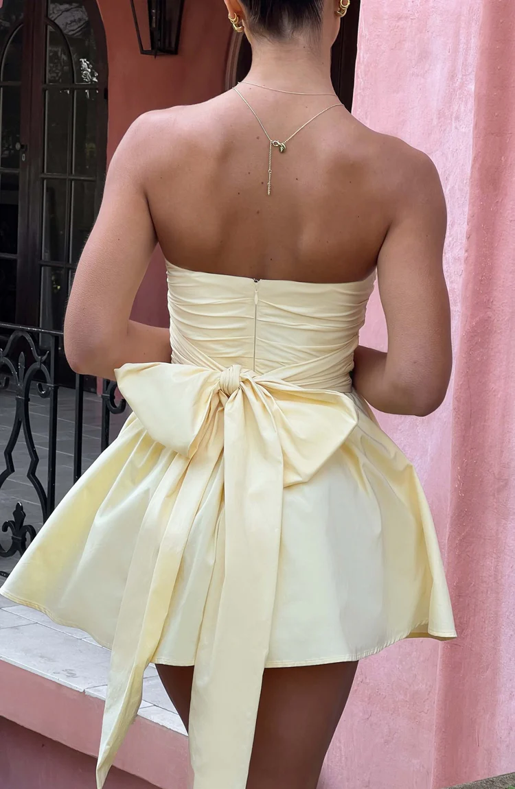 Melinda Mini Dress - Lemon - Image 4