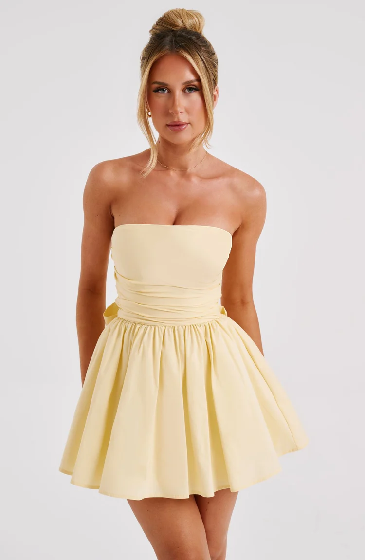 Melinda Mini Dress - Lemon - Image 3
