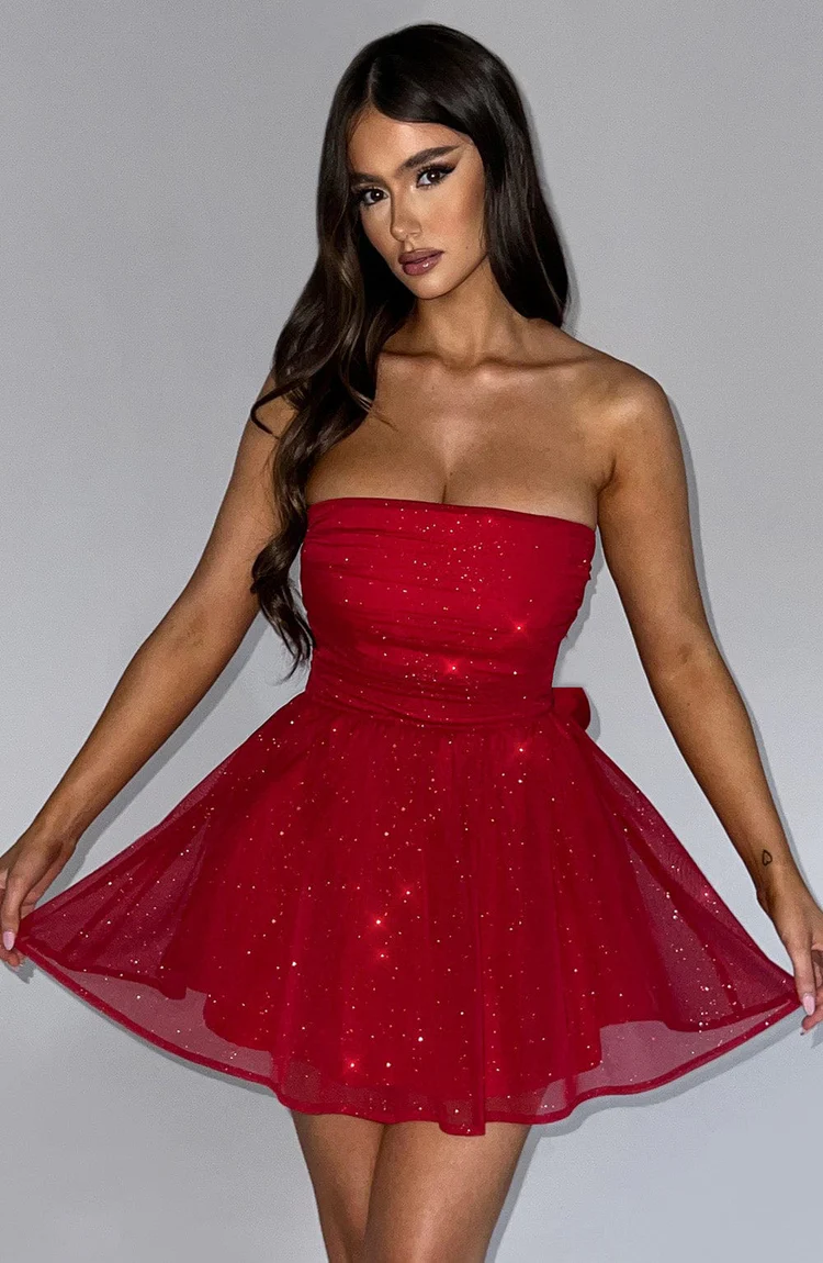 Melinda Mini Dress - Red Sparkle - Image 5