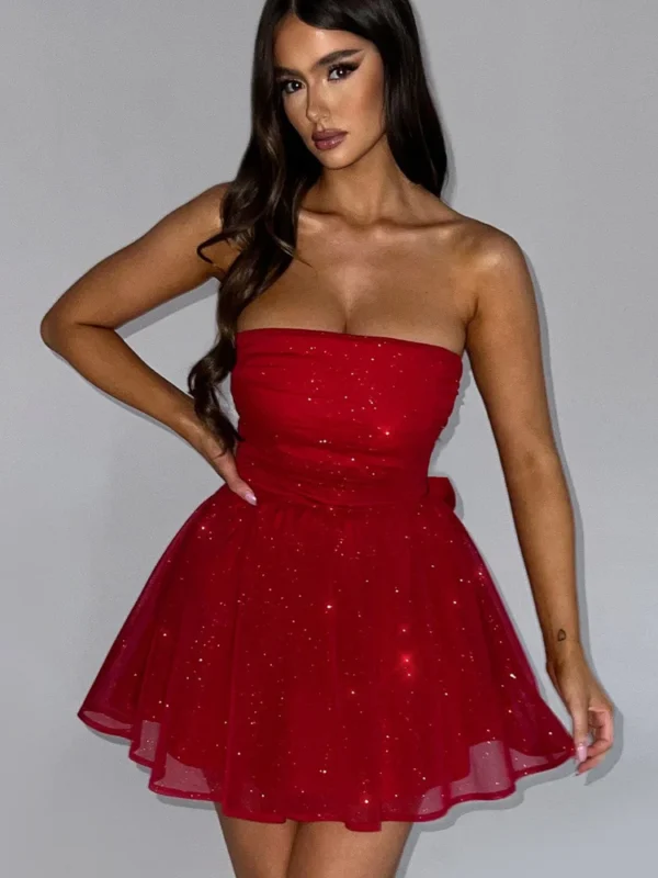 Melinda Mini Dress - Red Sparkle