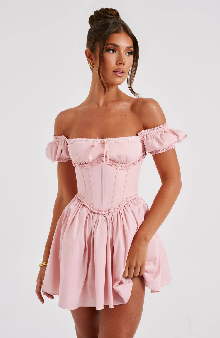 Phoebe Mini Dress - Blush - Image 3