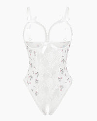 Red Heart Print Lace One Piece Mini Bodysuit - Image 5