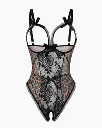 Red Heart Print Lace One Piece Mini Bodysuit - Image 7
