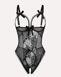 Red Heart Print Lace One Piece Mini Bodysuit - Image 4