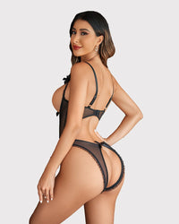 Red Heart Print Lace One Piece Mini Bodysuit - Image 8