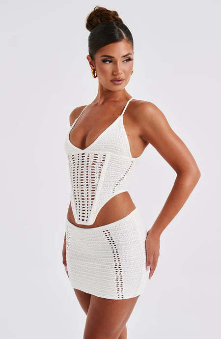 Sunlit Sands Mini Skirt-White - Image 3