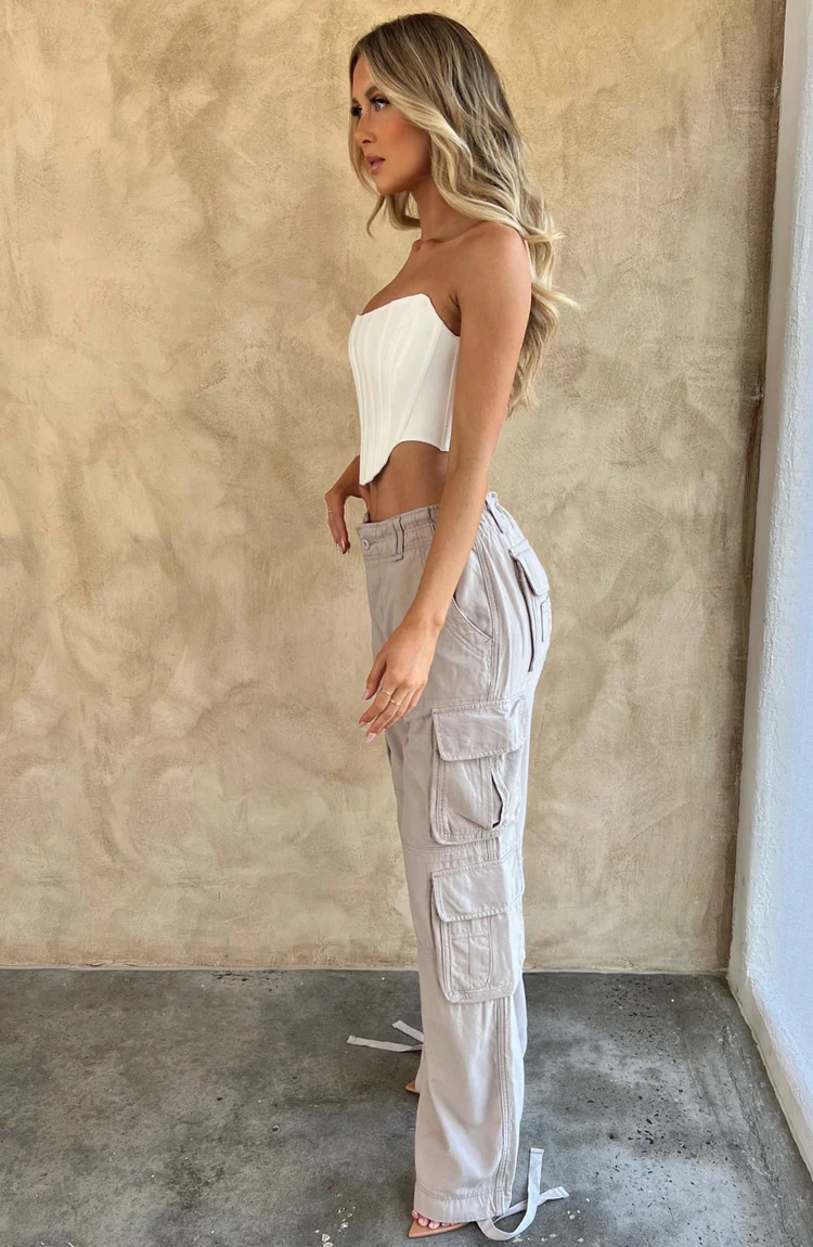 Tinashe Cargo Pants - Light Grey - Image 2